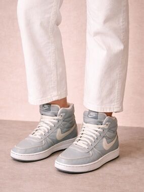 Nike High Top Sneakers Grey White Leather Retro Vintage Men’s Shoes size 14